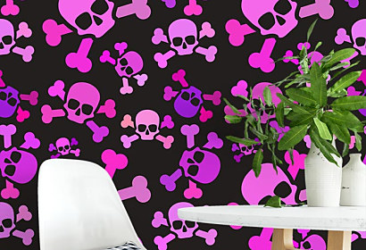 Nástenná maľba fototapeta lebky skull lebka violet pink